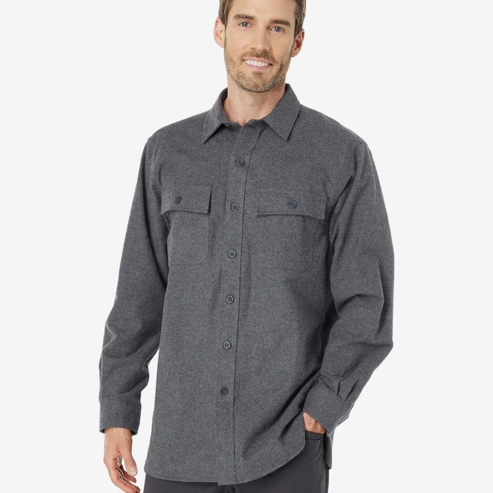 L.L. Bean Traditional Fit Chamois Flannel Charcoal Gray Heather Size M Reg